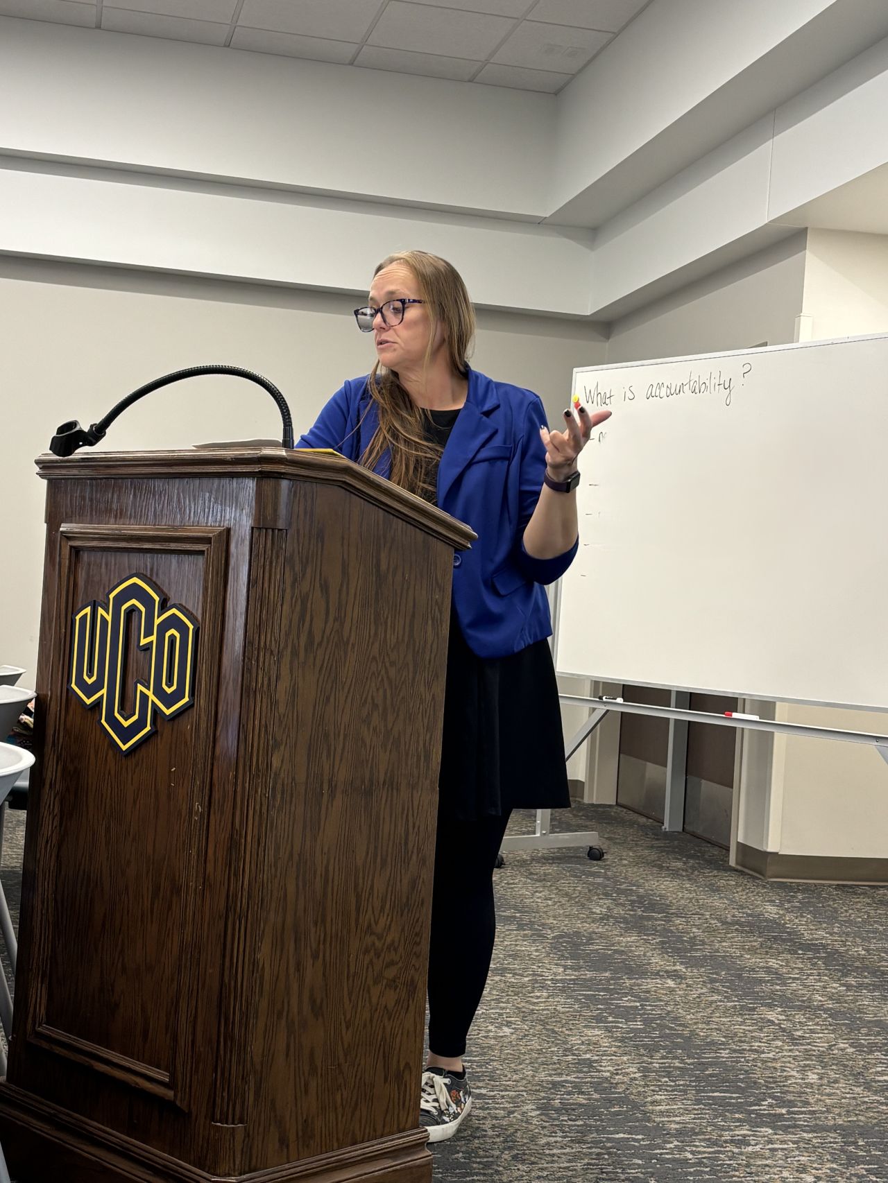 Melody Edwards speaking at UCO
